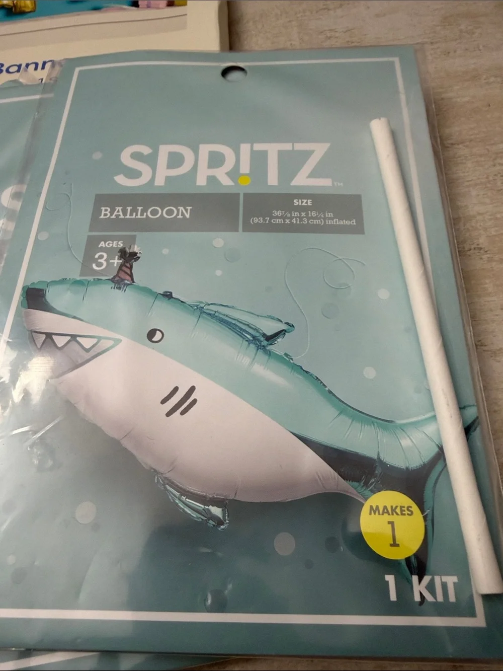 Spritz Shark Party Balloon Set - Teal and Gold